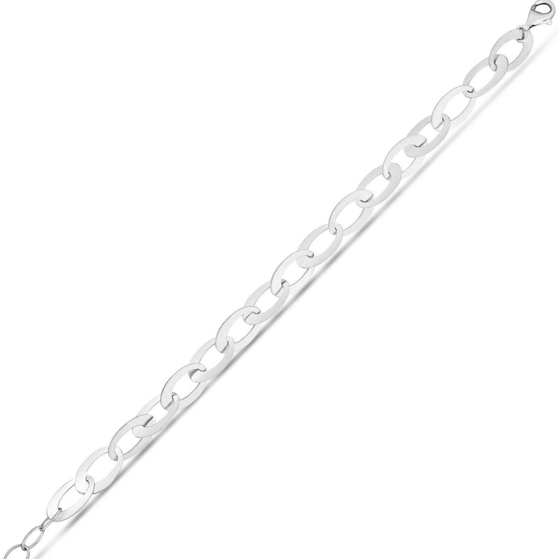 Sterling Silver Rhodium Plated Italian Oval Link Chain (8.70 mm) 925 sterling silver rhodium plated oval link chain 8.70 mm wide