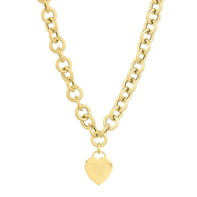 14k Yellow Gold Rolo Link Necklace (11.40 mm) 14K yellow gold rolo link necklace with 11.40 mm interlocking round links