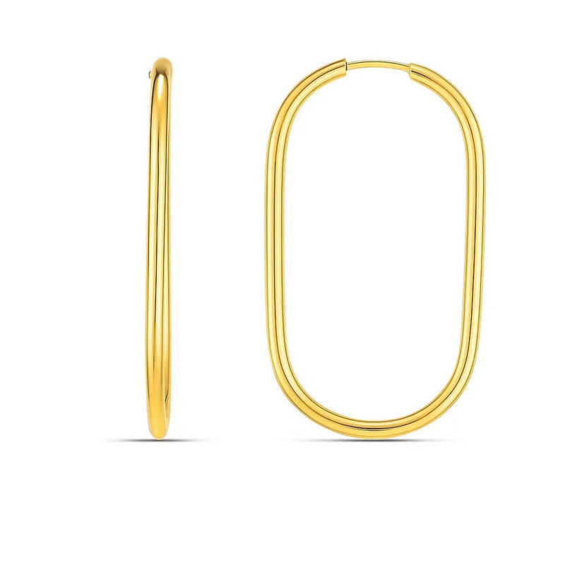 14k Yellow Gold Endless Large Paperclip Hoop Earrings 14K yellow gold paperclip hoop earrings with no gemstone stones