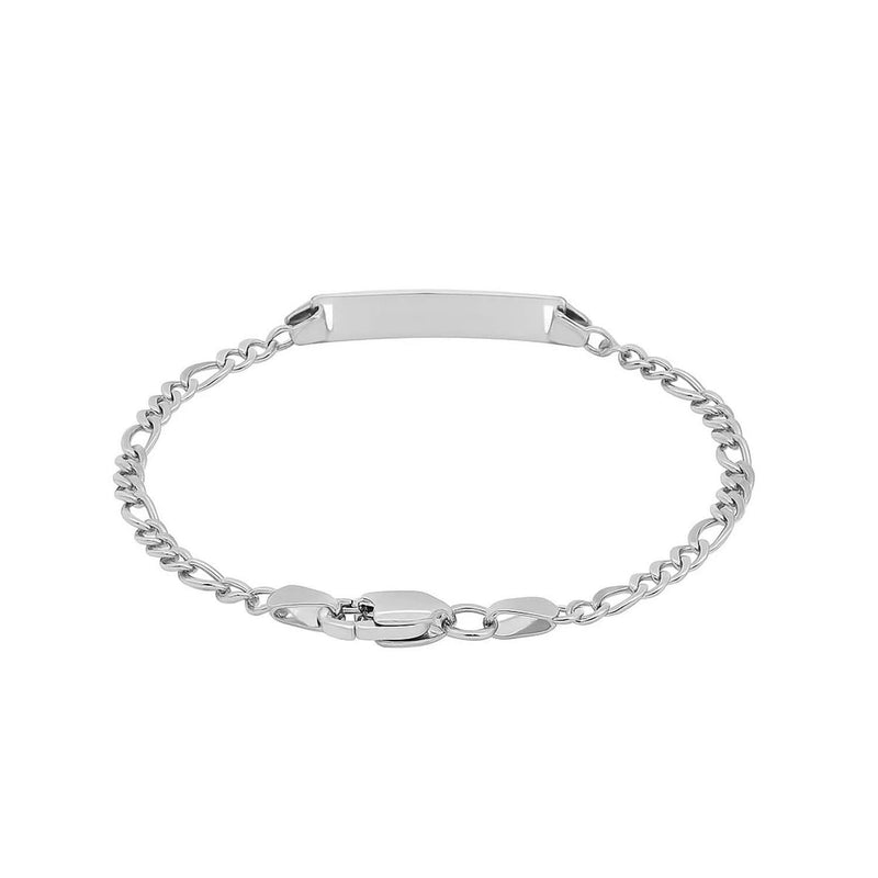 14k White Gold Figaro Chain Fancy Childrens ID Bracelet (3.30 mm) 14K white gold Figaro children's ID bracelet, 3.30 mm width