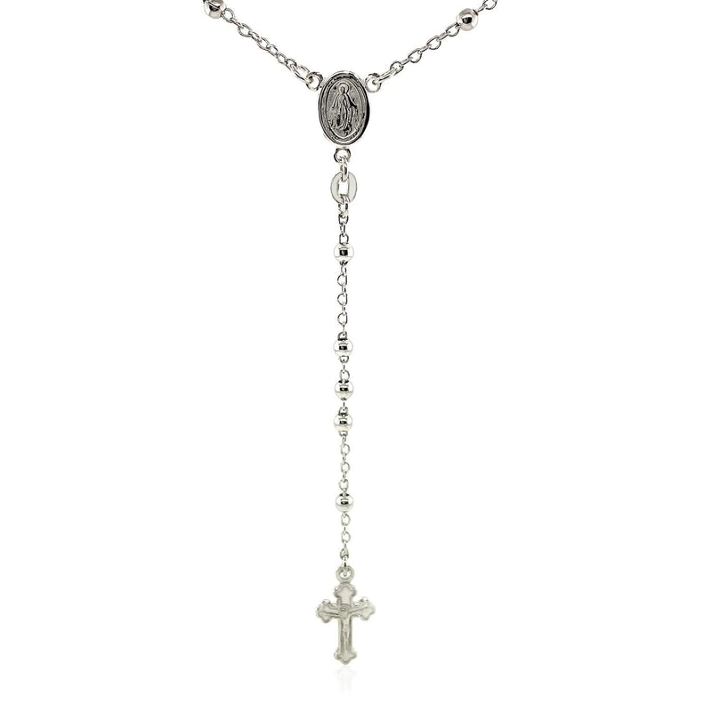 Fine Rosary Chain and Bead Necklace in Sterling Silver Product Image