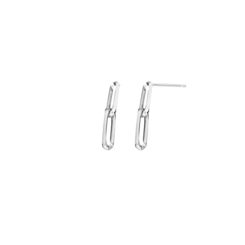 Sterling Silver Two Link Paperclip Dangle Earrings Sterling silver 925 two link paperclip dangle earrings with polished open oval links