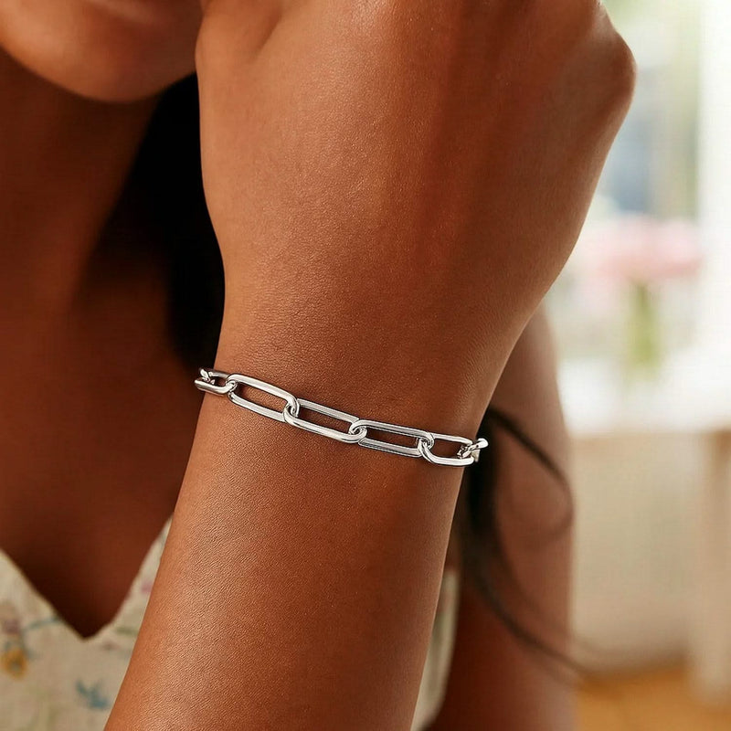 Sterling Silver Wide Paperclip Chain Bracelet Product Image