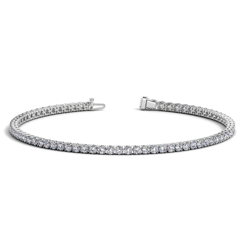 Lab Grown Round Diamond Tennis Bracelet in 14k White Gold (2 cctw F/G VS2/SI1) 14K white gold tennis bracelet with round lab grown diamond stones