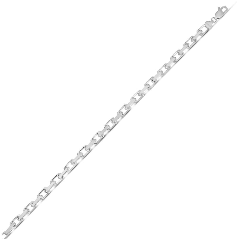 Sterling Silver Rhodium Plated French Cable Chain (5.00 mm) Rhodium plated sterling silver 5mm cable chain with alternating oval links