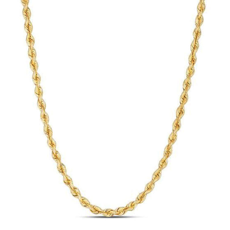 14k Yellow Gold Light Rope Chain (3.7 mm) 14K yellow gold rope chain with 3.7 mm twisted link pattern