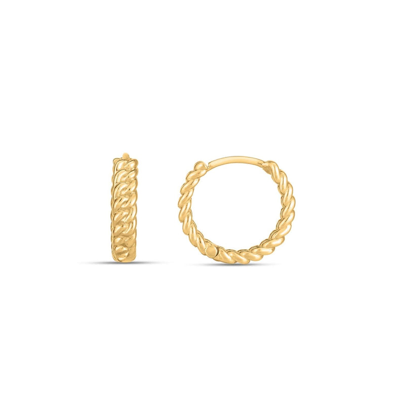 14k Yellow Gold Braided Huggie Hoops(3x12mm) 14K yellow gold braided huggie hoop earrings, 3x12mm, no stones