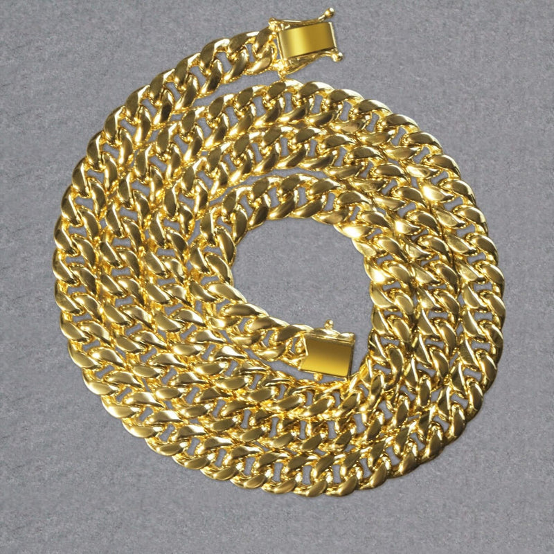 7.25mm 10k Yellow Gold Semi Solid Miami Cuban Chain Product Image