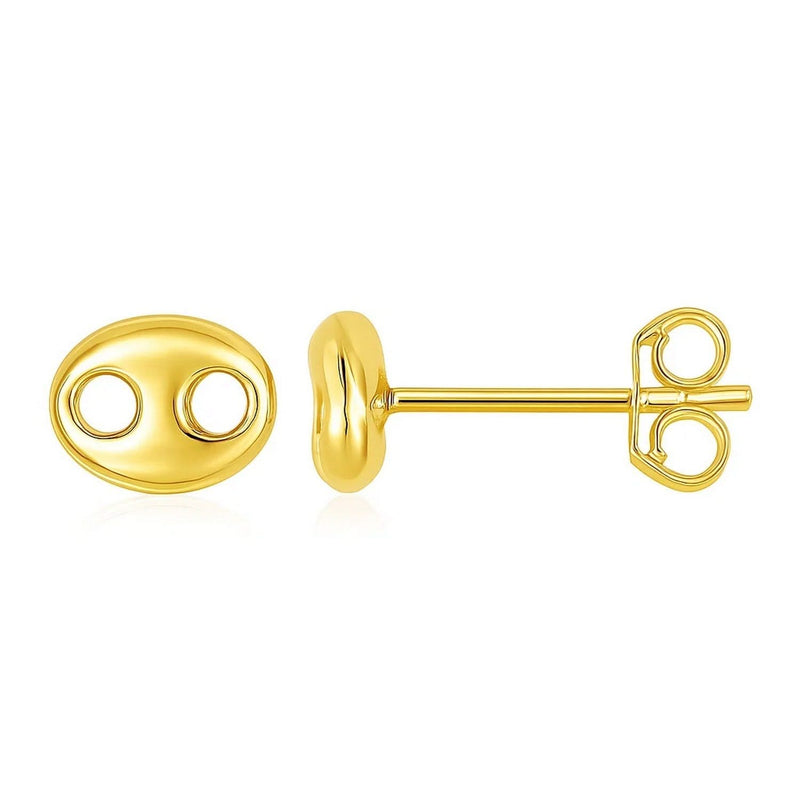 14K Yellow Gold Mariner Link Button Earrings 14K yellow gold mariner link button earrings with no gemstone