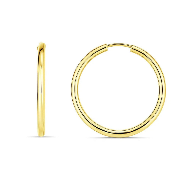 14k Yellow Gold Endless Round Hoop Earrings(2x21mm) 14K yellow gold endless round hoop earrings with 2mm smooth tube