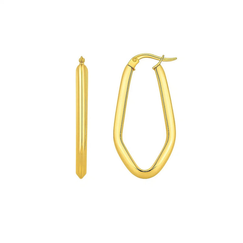 Geometric Oval Hoop Earrings in 10K Yellow Gold 10K yellow gold hoop earrings with double oval geometric loops