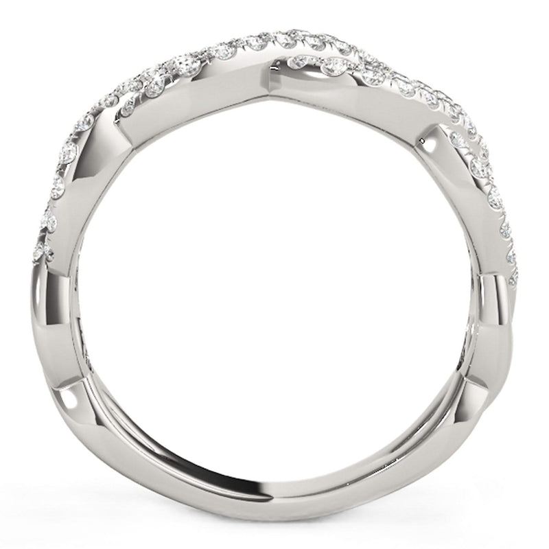 Diamond Studded Interlocking Waves Ring in 14k White Gold (5/8 cttw) 14K white gold ring with pave diamond stones in interlocking wave rows