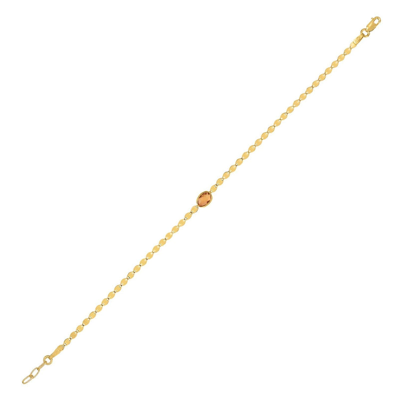 14K Yellow Gold Citrine Mirrored Chain Bracelet (2.20 mm) 14K yellow gold mirrored chain bracelet with citrine detail, 2.20 mm width