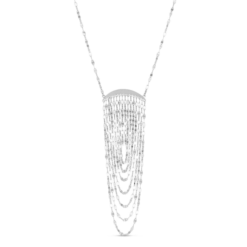 Sterling Silver Rhodium Plated Drape Necklace Sterling silver rhodium plated drape necklace with sculpted stoneless design