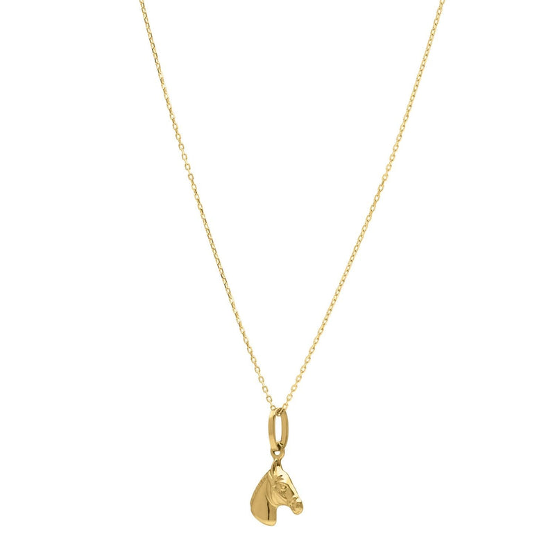 Horse Profile Small Necklace in 14K Yellow Gold 14K yellow gold horse profile pendant necklace with small integrated bail