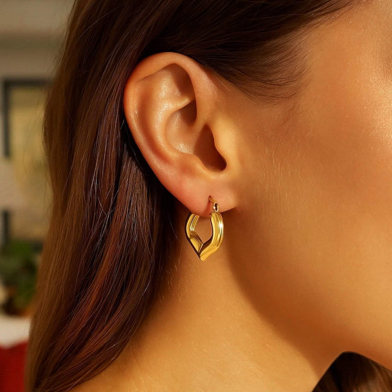 10k Yellow Gold Hoop Style Heart Shape Earrings Product Image