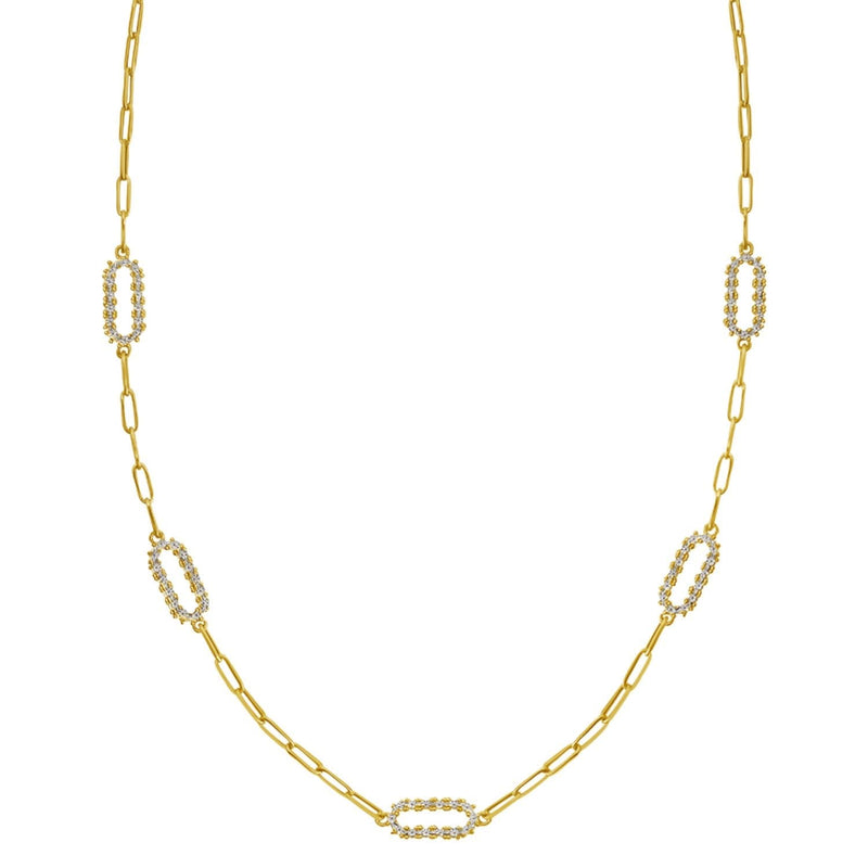14K Yellow Gold Diamon Oro Paperclip Necklace 14K yellow gold paperclip chain necklace with elongated interlocking links