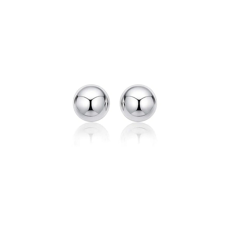 14k White Gold Classic Stud Earrings (8mm) 14K white gold ring with smooth rhodium-plated band and no stones