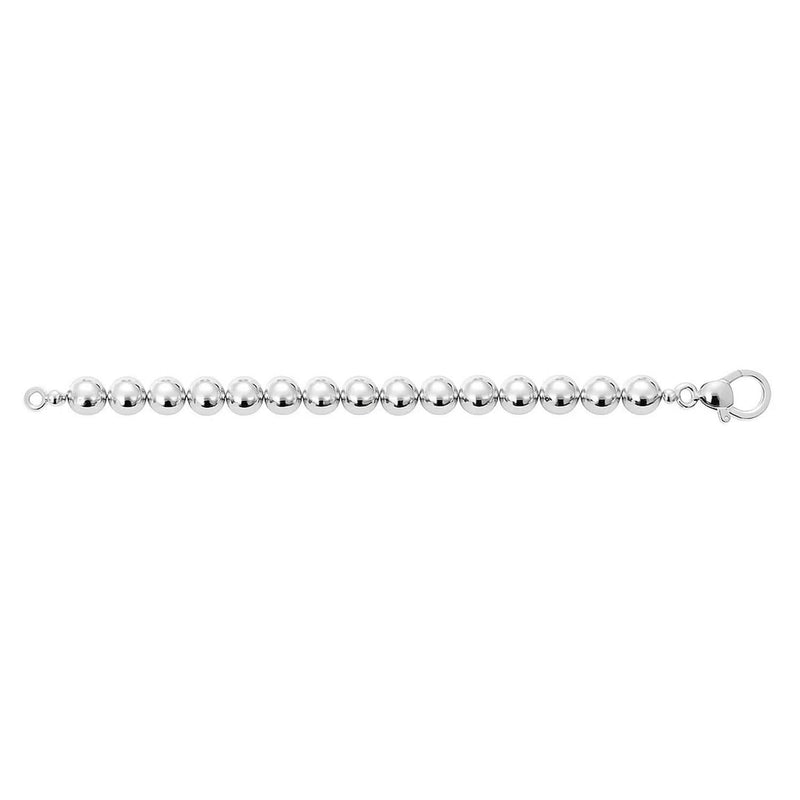 Rhodium Plated Sterling Silver Bold Bead Bracelet (10.00 mm) Rhodium plated sterling silver bold bead bracelet with 10.00 mm round beads