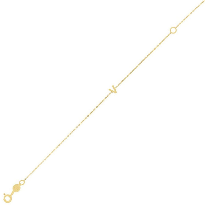 14K Yellow Gold Mini Initial V Bracelet 14K yellow gold mini initial V bracelet on a fine cable chain with lobster clasp