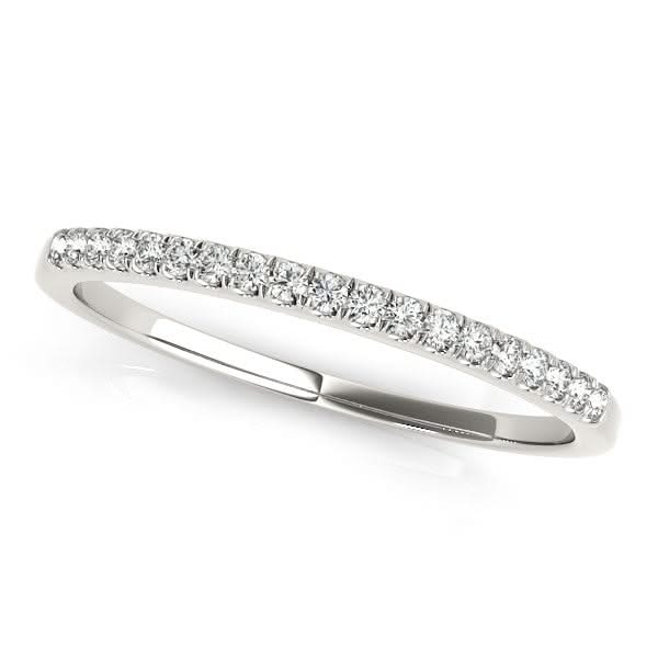 14k White Gold Scallop Pave Set Diamond Wedding Ring (1/8 cttw) 14K white gold ring with pavE-set round diamond stones in a scalloped band