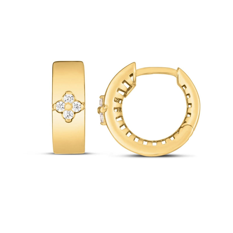 14k Yellow Gold Trilogy Diamond Clover Earrings 14K yellow gold clover earrings with three round diamond stones each