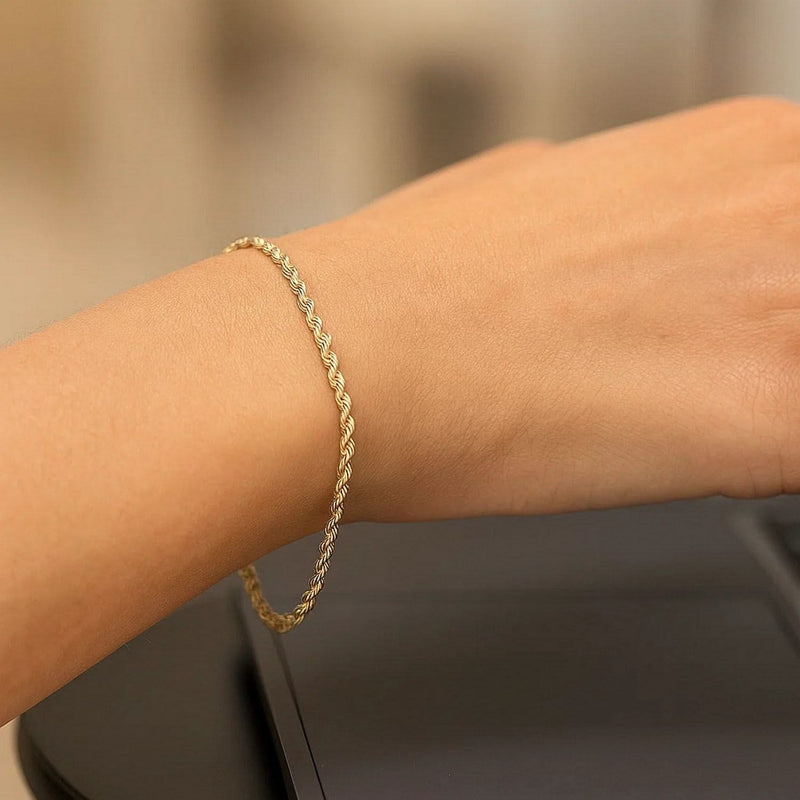 10k Yellow Gold Solid Diamond Cut Rope Bracelet (1.80 mm) Product Image