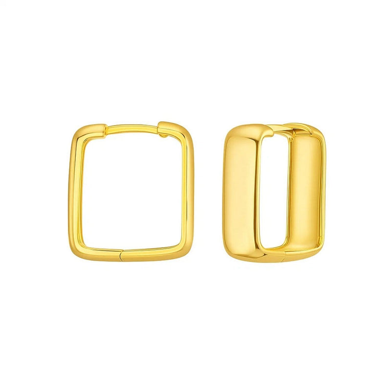 14 Yellow Gold Square Hoop Earrings 14K yellow gold square hoop earrings with clean angular profile