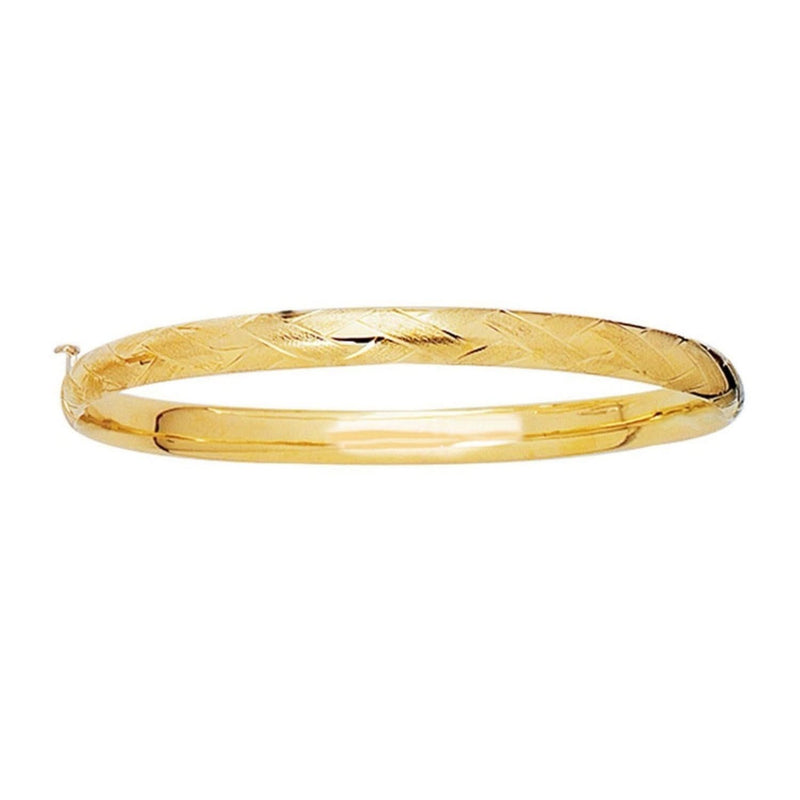 14k Yellow Gold Children's Bangle with Diamond Cuts Product Image
