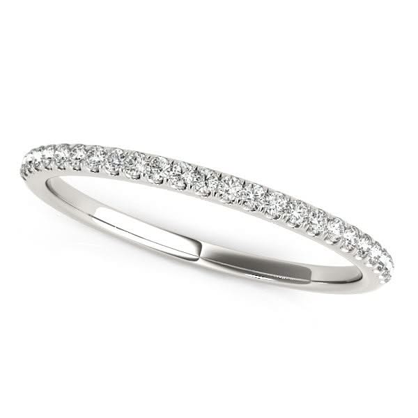14k White Gold Diamond Wedding Band in Pave Setting (1/8 cttw) 14K white gold ring with pave-set round diamond stones along the band
