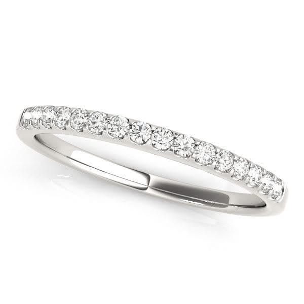 14k White Gold Diamond Scalloped Set Wedding Band (1/6 cttw) 14K white gold wedding band with scalloped-set round diamond stones