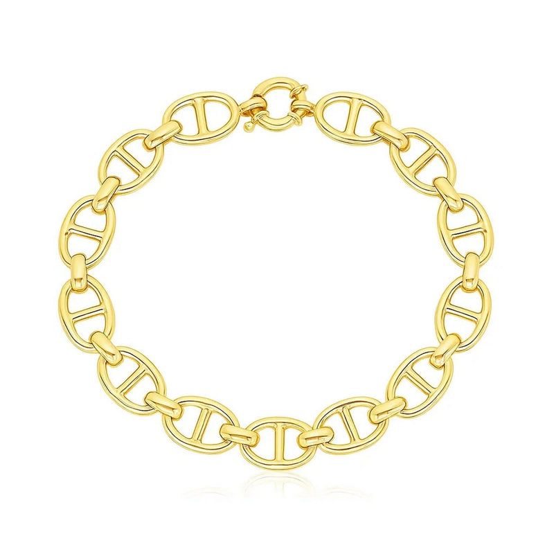 14k Yellow Gold High Polish Mariner Link Bracelet (8.80 mm) 14K yellow gold mariner link bracelet with high-polish 8.80 mm links