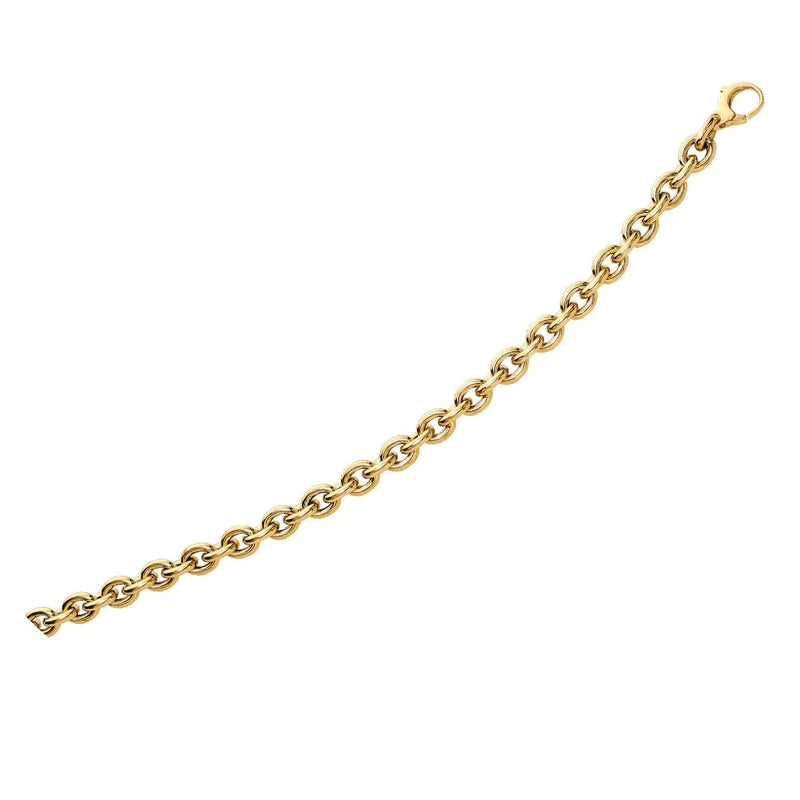 14k Yellow Gold Polished Cable Link Bracelet 14K yellow gold cable link bracelet with polished interlocking oval links