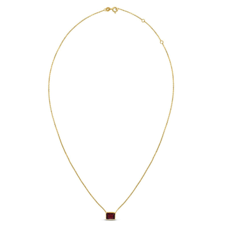 14K Yellow Gold Emerald Cut Garnet Necklace 14K yellow gold necklace with emerald-cut garnet pendant stone