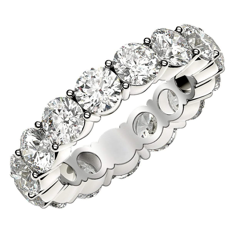 Round Cut Lab Grown Diamond Eternity Ring in 14k White Gold (5 cttw FG/VS2) 14K white gold eternity ring with round diamond stones set full band