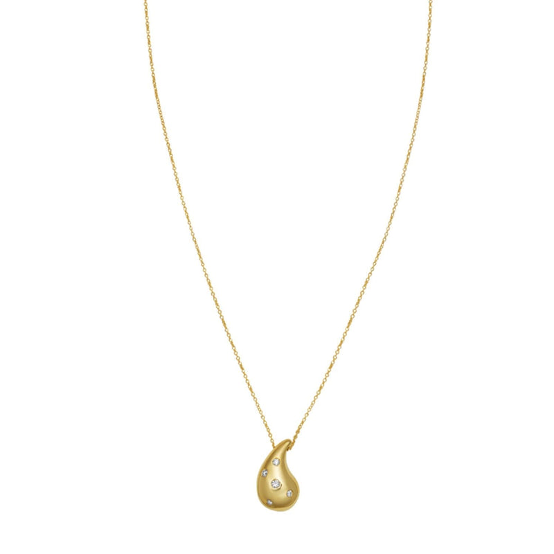 14K Yellow Gold Diamond Raindrop Necklace 14K yellow gold raindrop necklace with a single round diamond stone