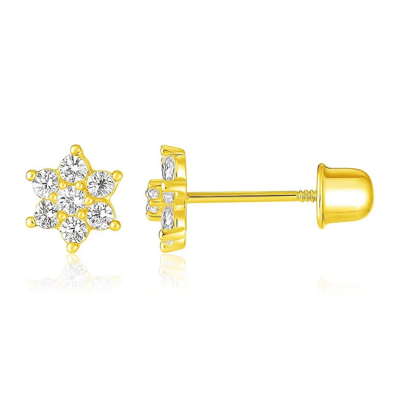 14k Yellow Gold Flower Childrens Earrings(5mm) Product Image