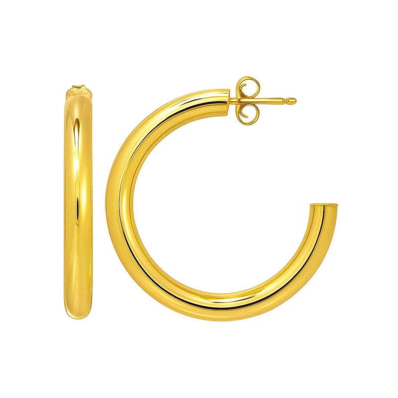 Round C Hoop Earrings in 14K Yellow Gold 14K yellow gold round hoop earrings with smooth polished profile