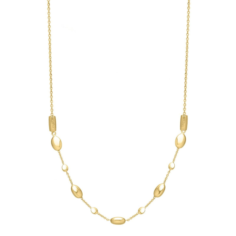Adjustable Puff Pebble Necklace in 14K Yellow Gold 14K yellow gold puff pebble pendant necklace on adjustable chain