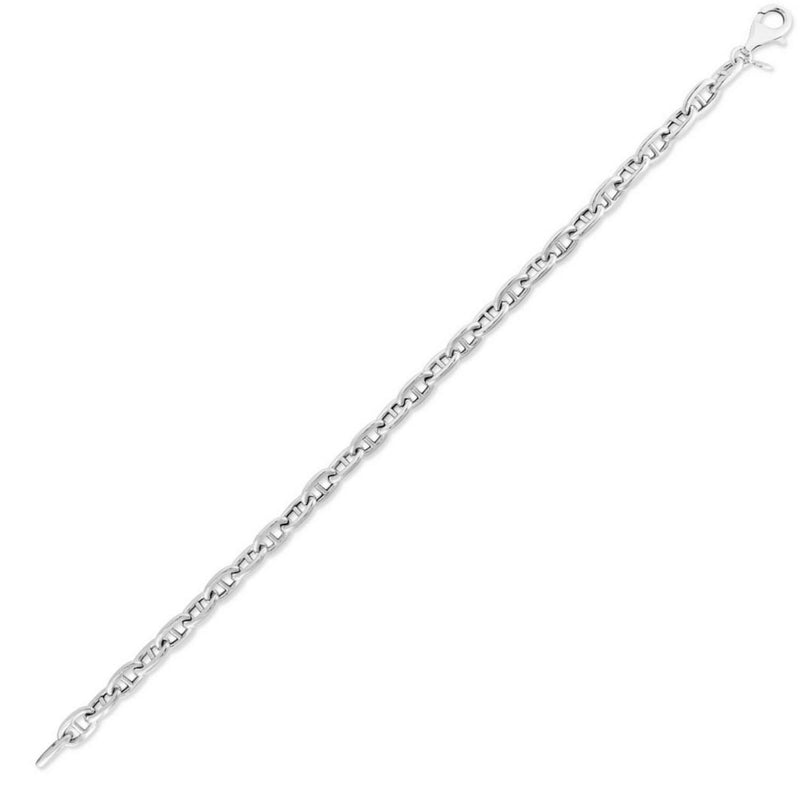 Sterling Silver Rhodium Plated Puffed Mariner Bracelet (5.90 mm) 925 rhodium-plated sterling silver puffed mariner bracelet, 5.90 mm wide
