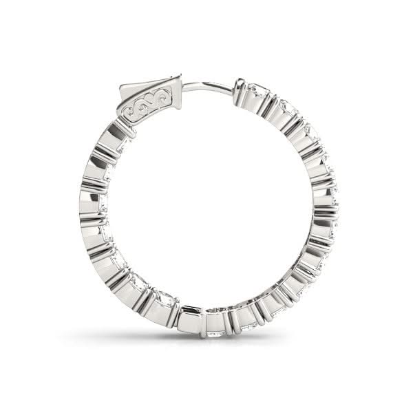 14k White Gold Two Sided Prong Set Diamond Hoop Earrings (3 1/2 cttw) 14K white gold hoop earrings with two-sided prong-set diamond stones