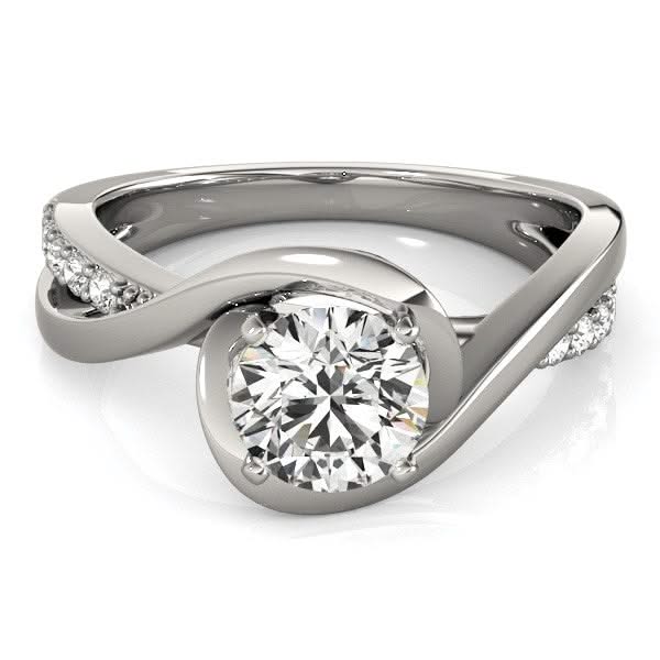 14k White Gold Split Band Round Bypass Diamond Engagement Ring (1 1/8 cttw) Product Image