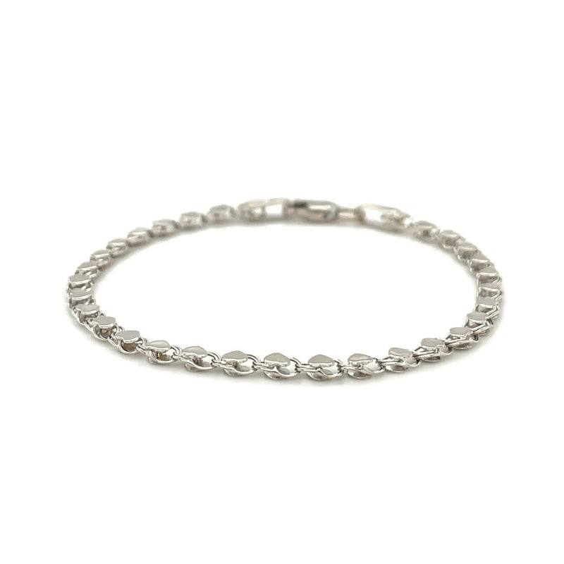2.9mm 14k White Gold Heart Anklet Product Image