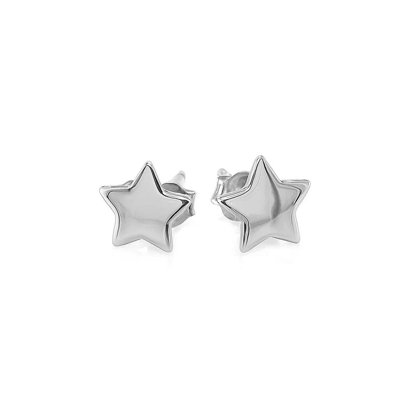 14k White Gold Post Earrings with Stars(6.5mm) Product Image