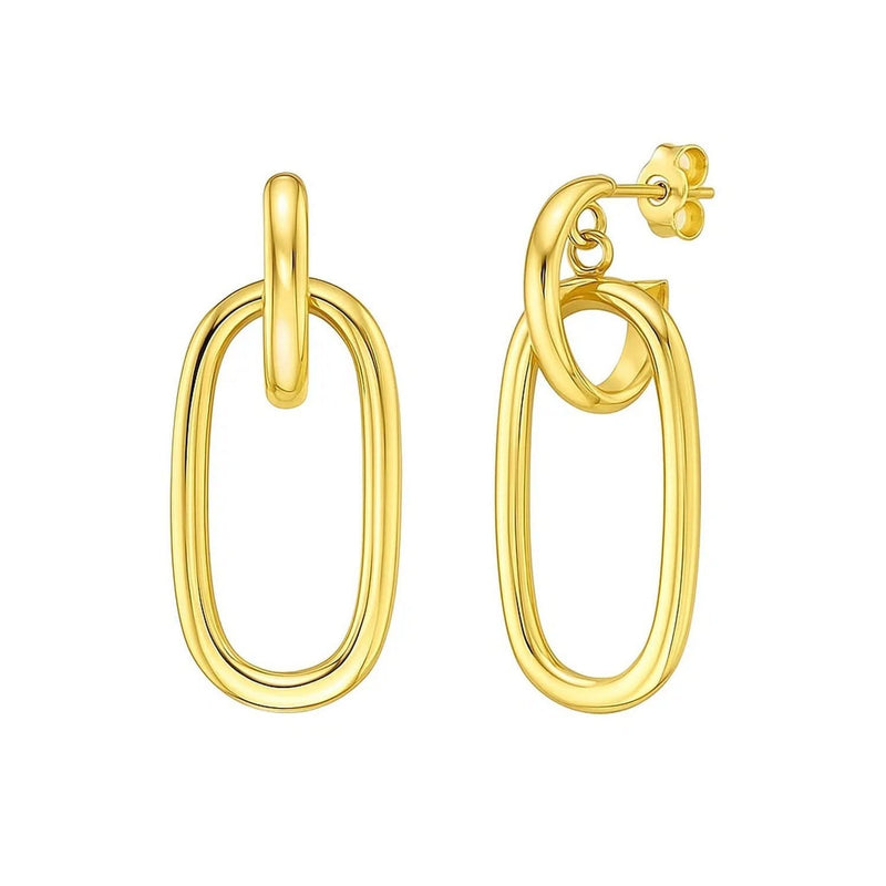14K Yellow Gold Polished Oval Linked Hoop Earrings 14K yellow gold polished oval linked hoop earrings with open loops