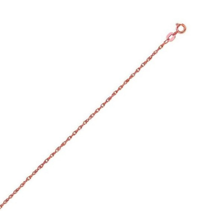 14k Rose Gold Machine Rope Chain (0.95 mm) 14K rose gold rope chain in a fine 0.95 mm twisted-link pattern