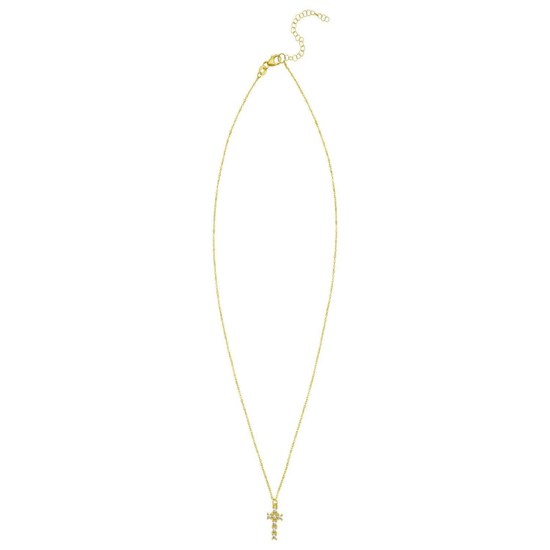 14K Yellow Gold Diamon Oro Cross Necklace 14K yellow gold cross pendant necklace with polished right-angle arms