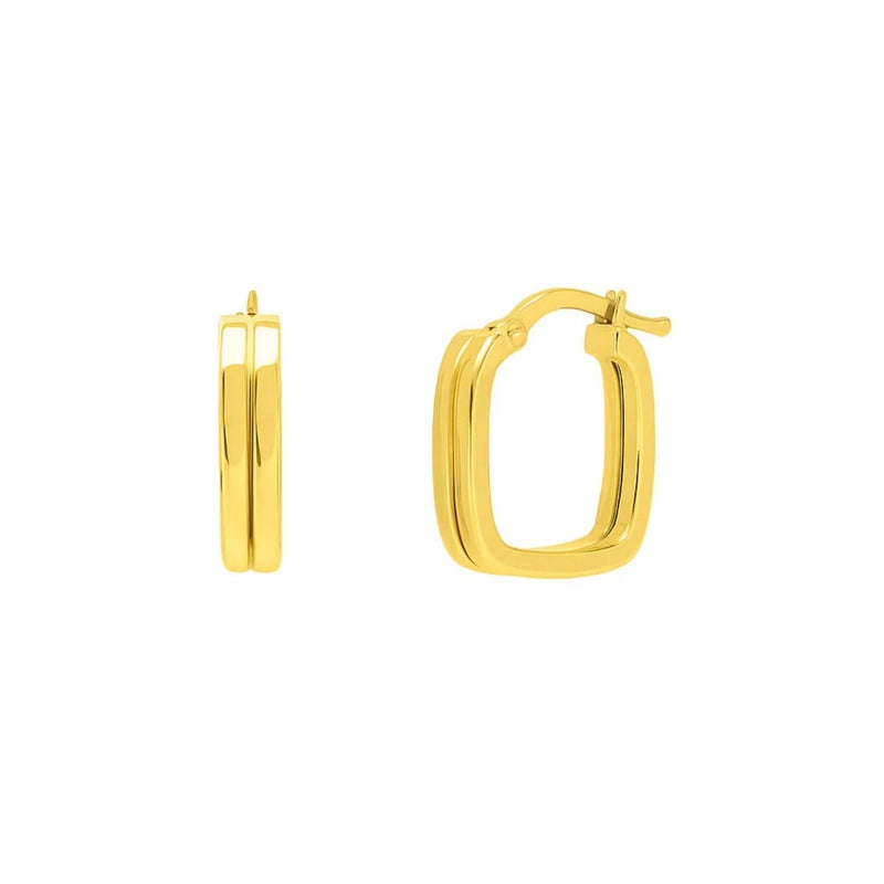 Double Square Tube Hoop Earrings in 14K Yellow Gold 14K yellow gold double square tube hoop earrings