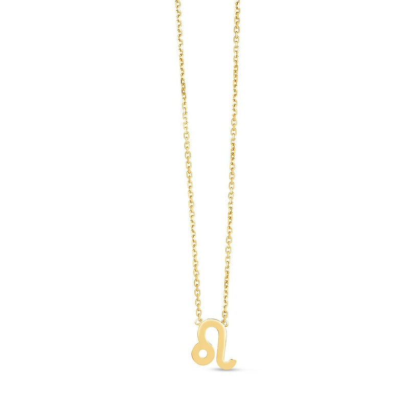 14K Yellow Gold Leo Necklace 14K yellow gold Leo zodiac lion pendant necklace with sculpted relief design