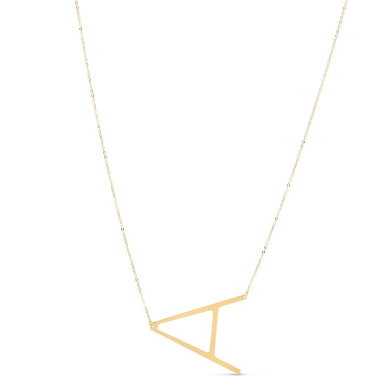 14K Yellow Gold Yours Truly Large Initial A Necklace 14K yellow gold large initial A pendant necklace with polished block letter